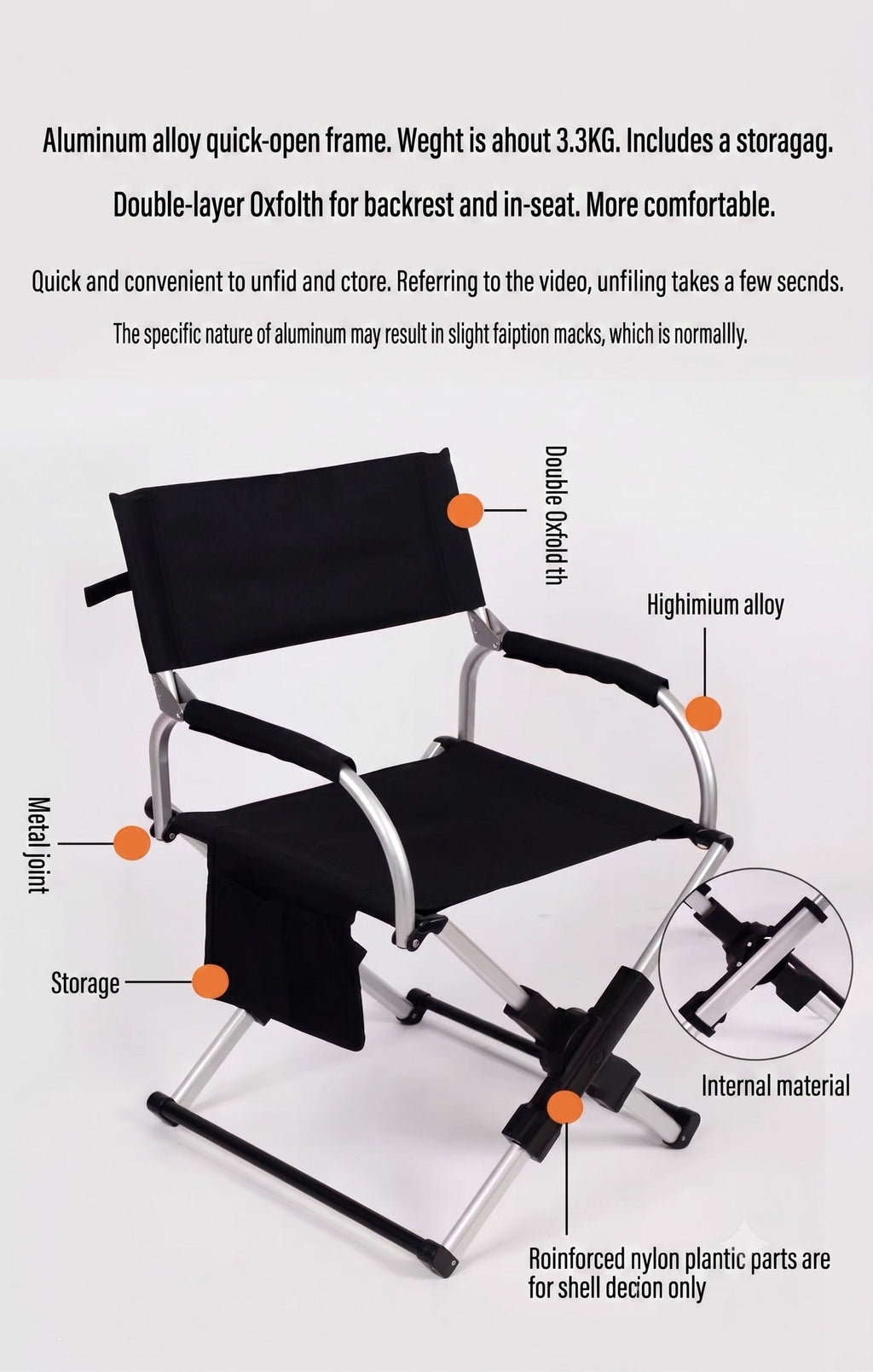 Portable Folding Camping Chair | Lightweight Outdoor Chair for Camping, Hiking & Travel