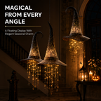 Halloween LED Witch Hat Hanging Decoration with Cascading Star Lights