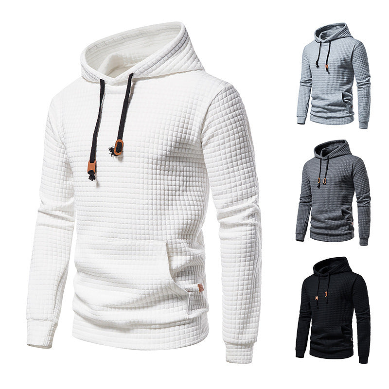 Men's Casual Cotton Jacquard Pullover Hoodie