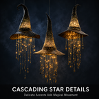 Halloween LED Witch Hat Hanging Decoration with Cascading Star Lights