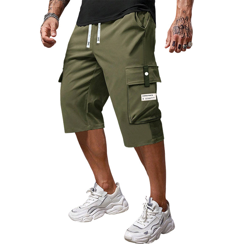 🍃 Pantalon Cargo Capri Homme – Taille Élastique avec Cordon, Léger & Respirant pour un Confort Optimal ✨